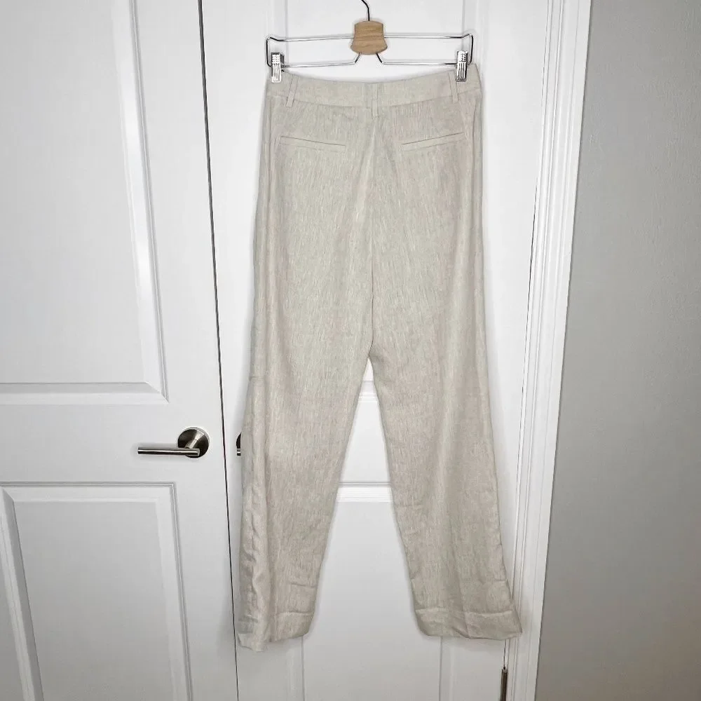 Banana Republic PALMA STRAIGHT-LEG LINEN PANT Size 4 Natural Linen